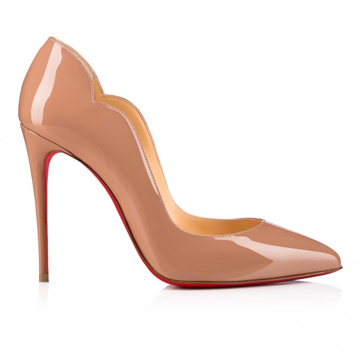 Christian Louboutin Hot Chick Classic 100 Mm Beige Patent Calf Leather Pointed Toe Pump Heels 1190911PK1A