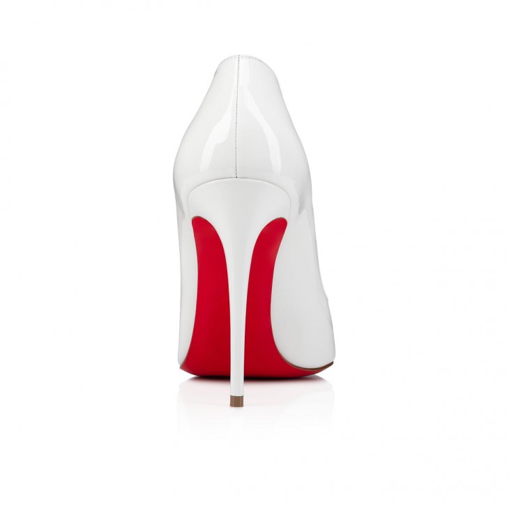 Christian Louboutin Hot Chick Classic 100 Mm White Patent Calf Leather Pointed Toe Pump Heels 1190911W222