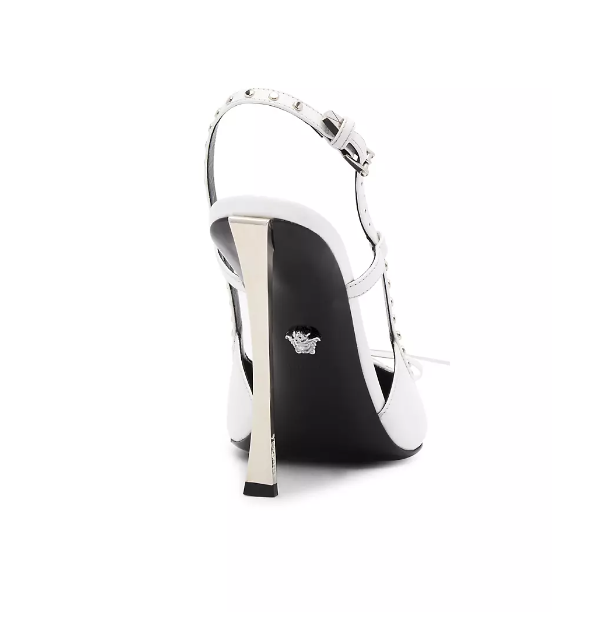 Versace Corset Pinpoint Classic 110 Mm Cuir Blanc Bout Pointu Escarpins Talons 0400017709886