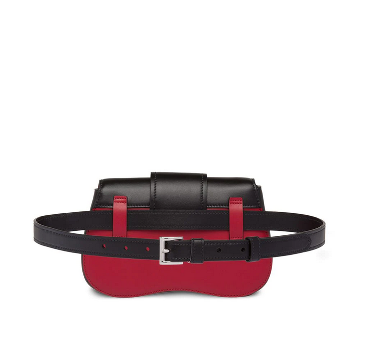 Prada Sidonie Hot Red Calfskin Women Flap Belt Bag 1bl021