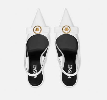 Versace Gianni Ribbon 120 Mm Cuir De Bullhide Blanc Escarpins À Bout Pointu 1013716-D2VE_1W00V