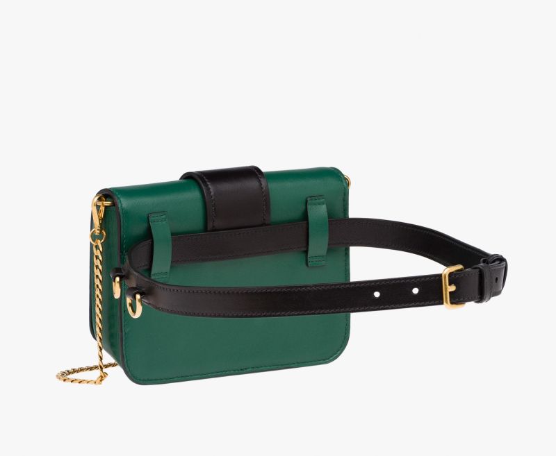 Prada Cahier Functional Green Calfskin Women Flap Shoulder Bag 1bl004