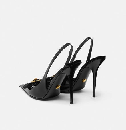 Versace Gianni Ribbon 120 Mm Talons escarpins à bout pointu en cuir de taureau noir 1013716-1A08983_1B00V