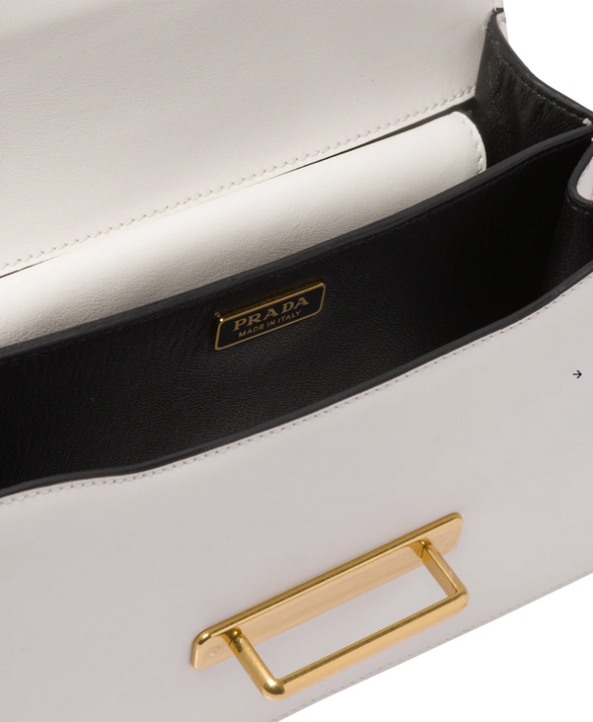 کیف شانه ای زنانه با پوست گوساله سفید کلاسیک Prada Cahier 1bd045