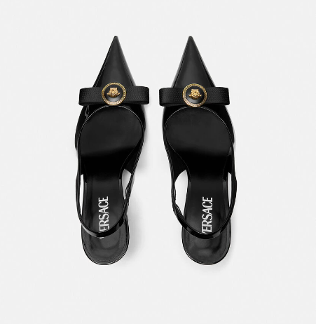 Versace Gianni Ribbon 90 Mm Talons escarpins à bout pointu en cuir de taureau noir 1013717-1A08983_1B00V