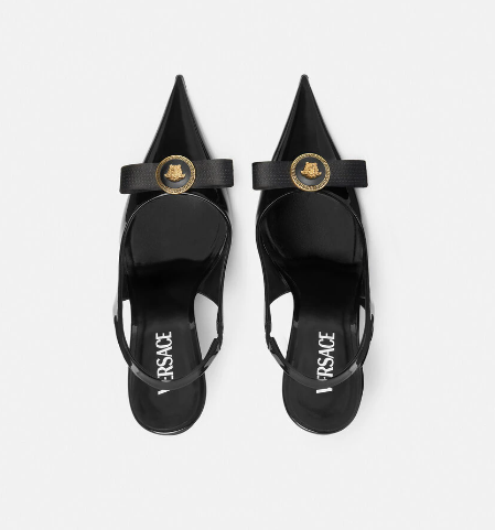 Versace Gianni Ribbon 120 Mm Talons escarpins à bout pointu en cuir de taureau noir 1013716-1A08983_1B00V