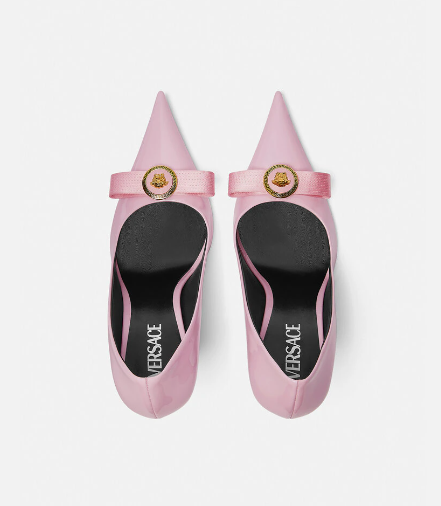 Versace Gianni Ribbon Classic 120 Mm Talons escarpins à bout pointu en cuir de taureau rose 1012494-1A08983_1P88V