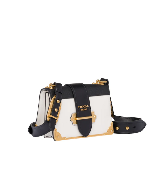 کیف شانه ای زنانه با پوست گوساله سفید کلاسیک Prada Cahier 1bd045