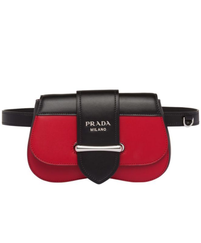Prada Sidonie Hot Red Calfskin Women Flap Belt Bag 1bl021