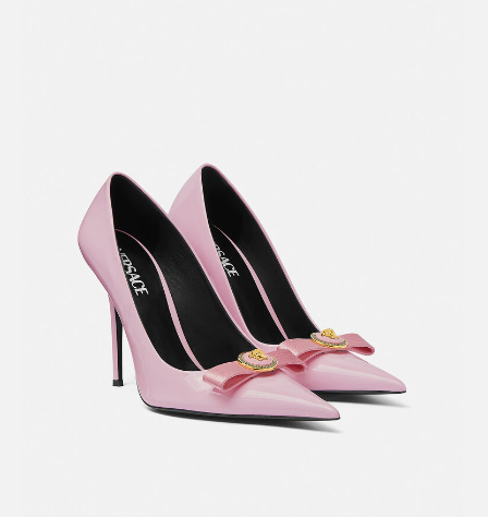 Versace Gianni Ribbon Classic 120 Mm Talons escarpins à bout pointu en cuir de taureau rose 1012494-1A08983_1P88V