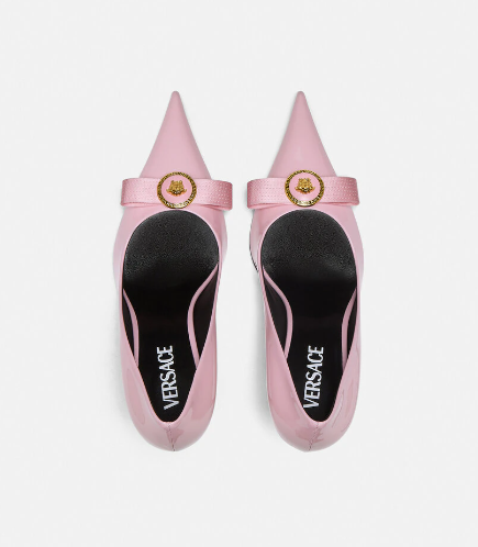 Versace Gianni Ribbon Classic 85 Mm Talons escarpins à bout pointu en cuir de taureau rose 1013083-1A08983_1P88V