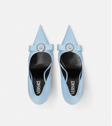 Versace Gianni Ribbon Classic 120 Mm Bleu Bullhide Cuir Bout Pointu Pompe Talons 1012494-1A08983_1VD6P