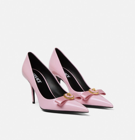 Versace Gianni Ribbon Classic 85 Mm Pink Bullhide Leather Pointed Toe Pump Heels 1013083-1A08983_1P88V