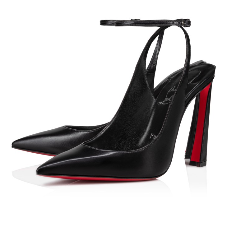 Christian Louboutin 콘도라 클래식 100mm 블랙 가죽 포인티드 토 펌프 힐 3230741B439