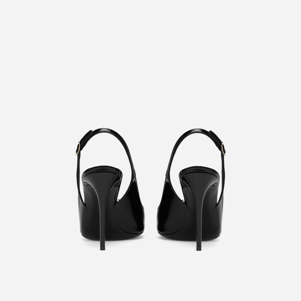 Dolce&Gabbana Lollo Slingback 90 Mm Black Polished Bullhide Leather Pump Heels CG0680A1037