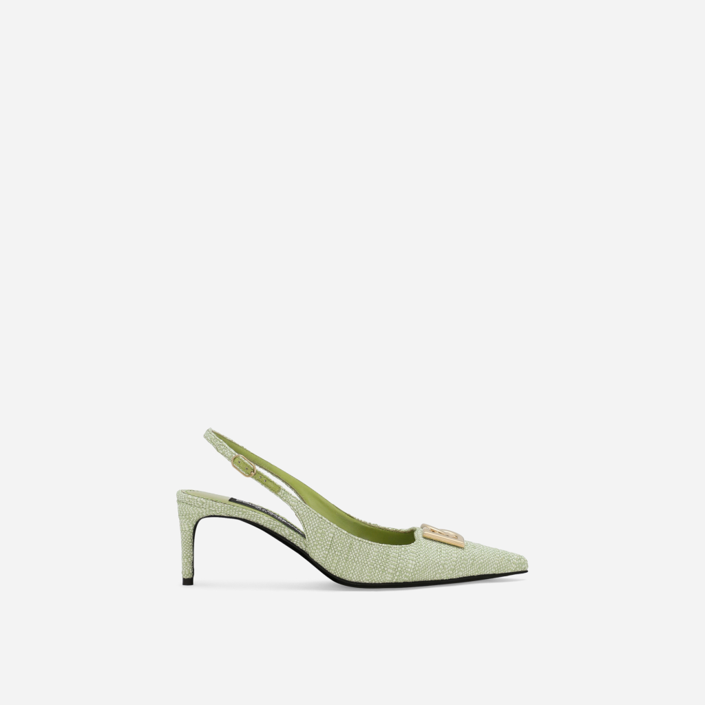Dolce&Gabbana Lollo Slingback 60 Mm Green Raffia Pump Heels CG0710AR344