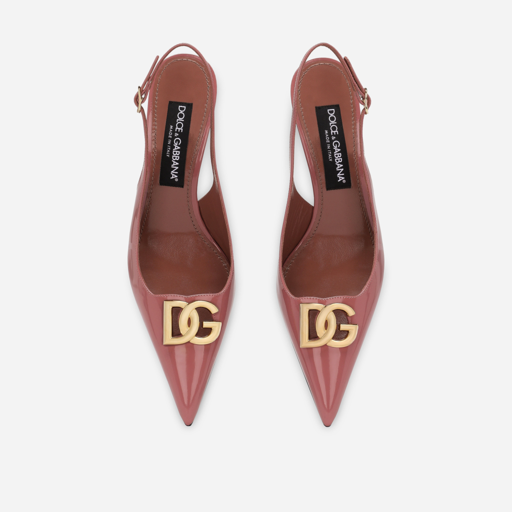 Dolce&Gabbana Lollo Slingback 60 Mm Pink Polished Bullhide Leather Pump Heels CG0710A1037