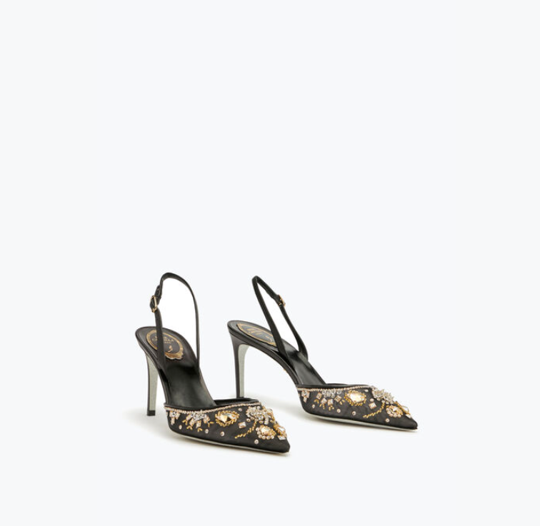 Rene Caovilla Aretha Classic 80 Mm Black Lace Pointed Toe Pump Heels C11737-080-PI01Z001