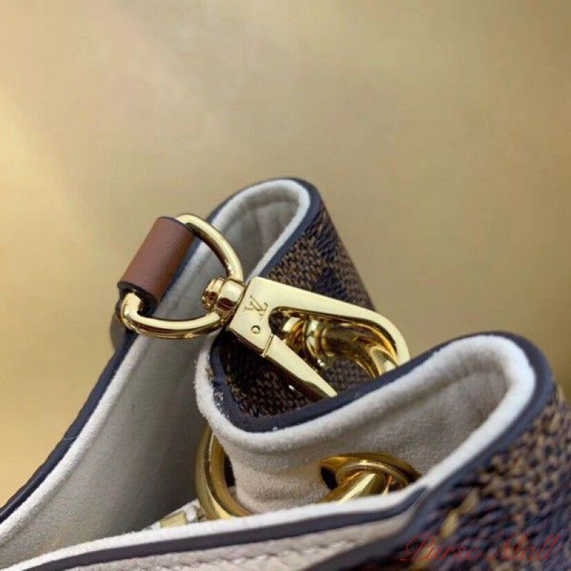 Louis Vuitton Damier Ebene Riverside Brown Canvas Wheat Taurillon Women Tote Handbag N40135