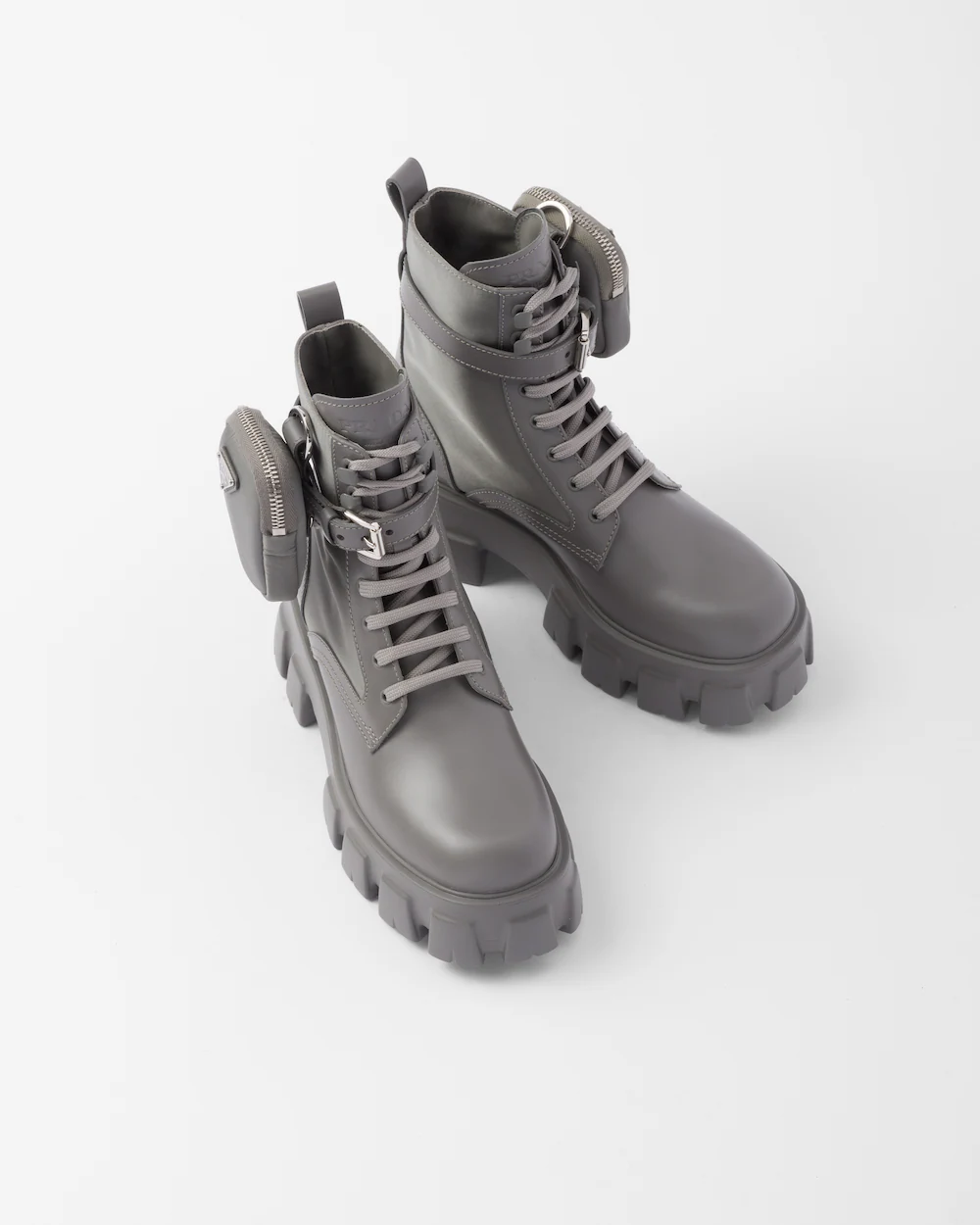 Prada Monolith Classic Grey Leathe And Nylon Booties 1T255M_3LJS_F0K44_F_B055