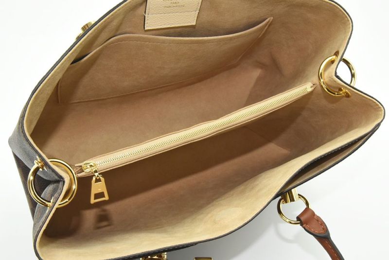 Louis Vuitton Damier Ebene Riverside Brown Canvas Wheat Taurillon Women Tote Handbag N40135