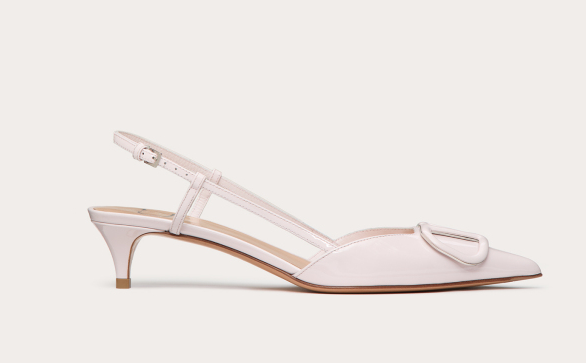 Valentino Vlogo Signature 40 Mm Pink Patent Leather Pointed Toe Pump Heels WS0Q70TMKY9U