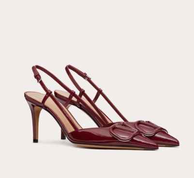 Valentino Vlogo Signature 80 Mm Burgundy Patent Leather Pointed Toe Pump Heels WS0R01TMKK9P