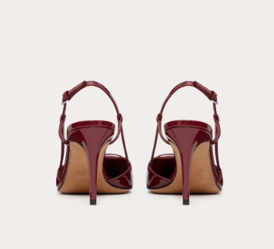 Valentino Vlogo Signature 80 Mm Burgundy Patent Leather Pointed Toe Pump Heels WS0R01TMKK9P
