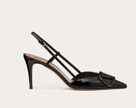 Valentino Vlogo Signature 80 Mm Black Patent Leather Pointed Toe Pump Heels WS0R01TMK0NO