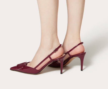 Valentino Vlogo Signature 80 Mm Burgundy Patent Leather Pointed Toe Pump Heels WS0R01TMKK9P