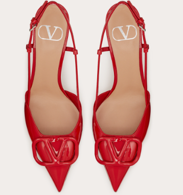 Valentino Vlogo Signature 80 Mm Red Patent Leather Pointed Toe Pump Heels WS0R01TMKJU5