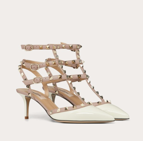 Valentino Rockstud Classic 65 Mm White Leather Pointed Toe Pump Heels WS0375VNWL62