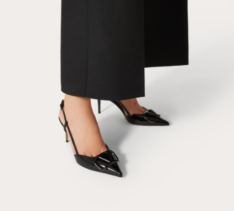 Valentino Vlogo Signature 80 Mm Black Patent Leather Pointed Toe Pump Heels WS0R01TMK0NO