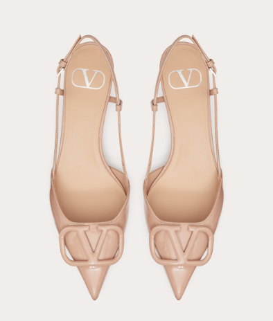 Valentino Vlogo Signature 40 Mm Coral Patent Leather Pointed Toe Pump Heels WS0Q70TMKGF9