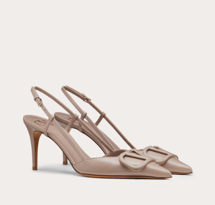 Valentino Vlogo Signature 80 Mm Nude Bullhide Leather Pointed Toe Pump Heels WS0R01MZFP45