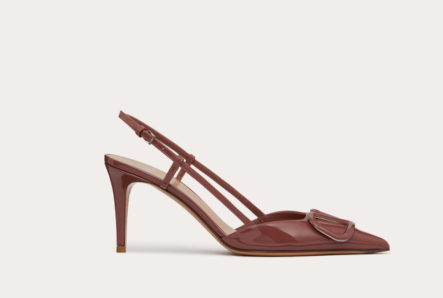 Valentino Vlogo Signature 80 Mm Brown Patent Leather Pointed Toe Pump Heels WS0R01TMKB17