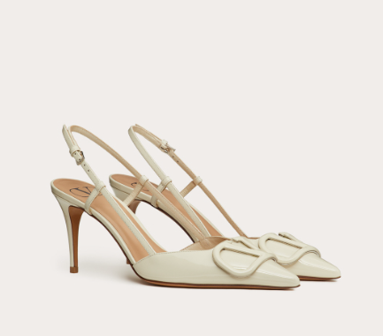 Valentino Vlogo Signature 80 Mm White Patent Leather Pointed Toe Pump Heels WS0R01TMKI16