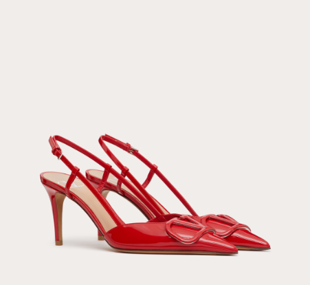 Valentino Vlogo Signature 80 Mm Red Patent Leather Pointed Toe Pump Heels WS0R01TMKJU5