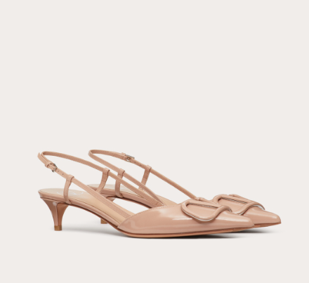 Valentino Vlogo Signature 40 Mm Coral Patent Leather Pointed Toe Pump Heels WS0Q70TMKGF9