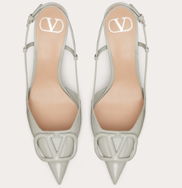 Valentino Vlogo Signature 80 Mm Grey Patent Leather Pointed Toe Pump Heels WS0R01TMKML8