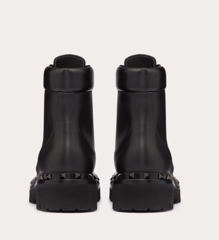 Valentino Rockstud Military Style Black Leather Booties WS0HW8JUR0NO