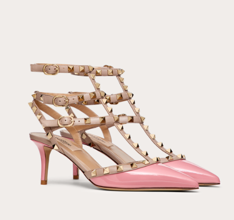 Valentino Rockstud Classic 65 Mm Pink Leather Pointed Toe Pump Heels WS0375VNWYU7