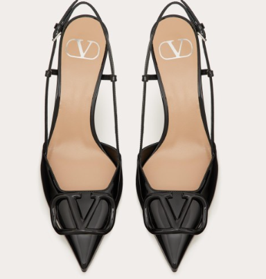 Valentino Vlogo Signature 80 Mm Black Patent Leather Pointed Toe Pump Heels WS0R01TMK0NO