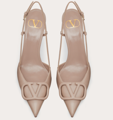 Valentino Vlogo Signature 80 Mm Nude Bullhide Leather Pointed Toe Pump Heels WS0R01MZFP45
