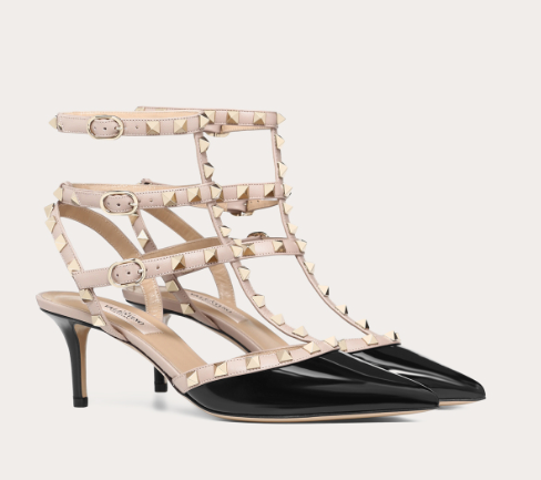 Valentino Rockstud Classic 65 Mm Black Leather Pointed Toe Pump Heels WS0375VNWN91