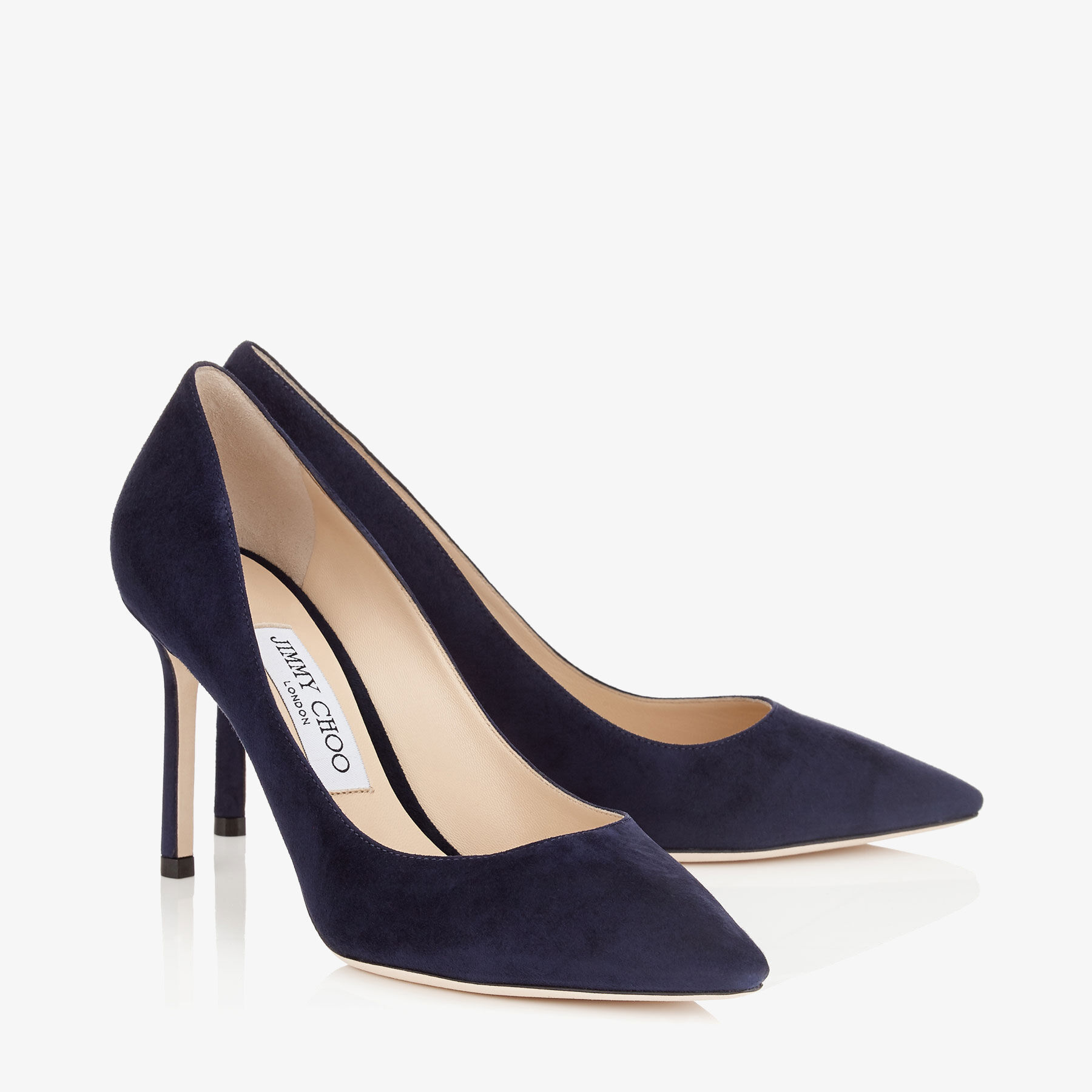 Jimmy Choo Romy Classic 85 Mm Navy Suede Pointed Toe Pump Heels  ROMY85SUE