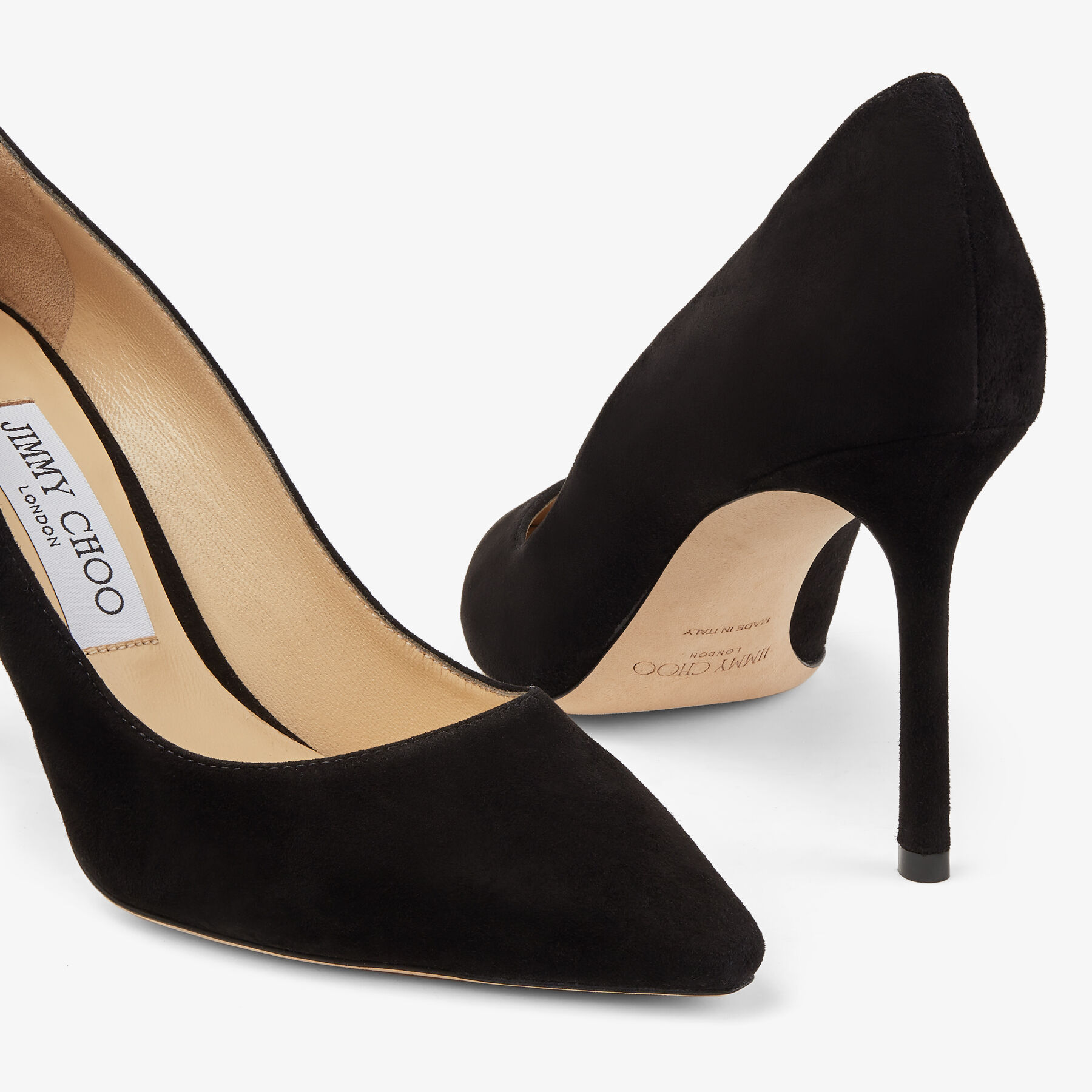 Jimmy Choo Romy Classic 85 Mm Black Suede Pointed Toe Pump Heels  ROMY85SUE