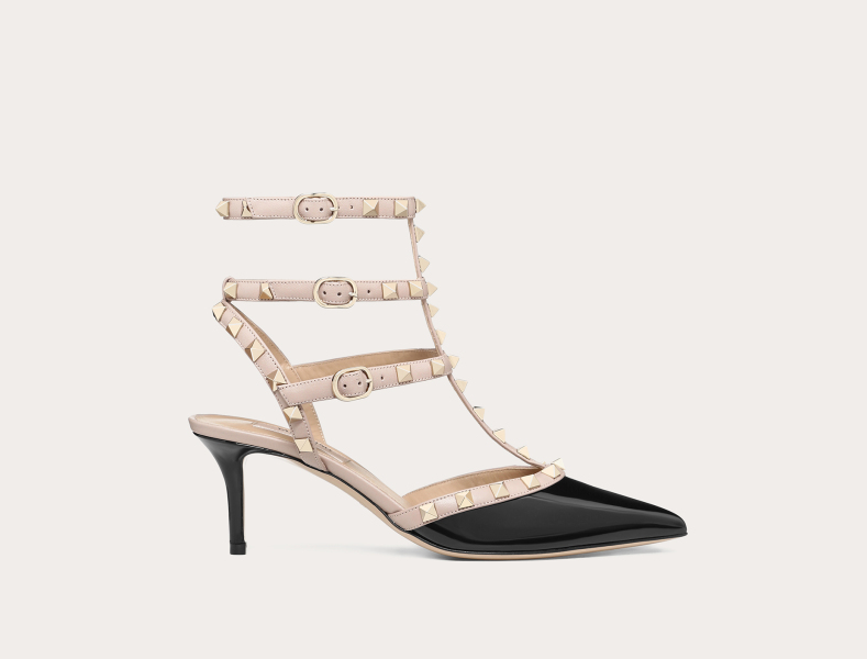 Valentino Rockstud Classic 65 Mm Black Leather Pointed Toe Pump Heels WS0375VNWN91