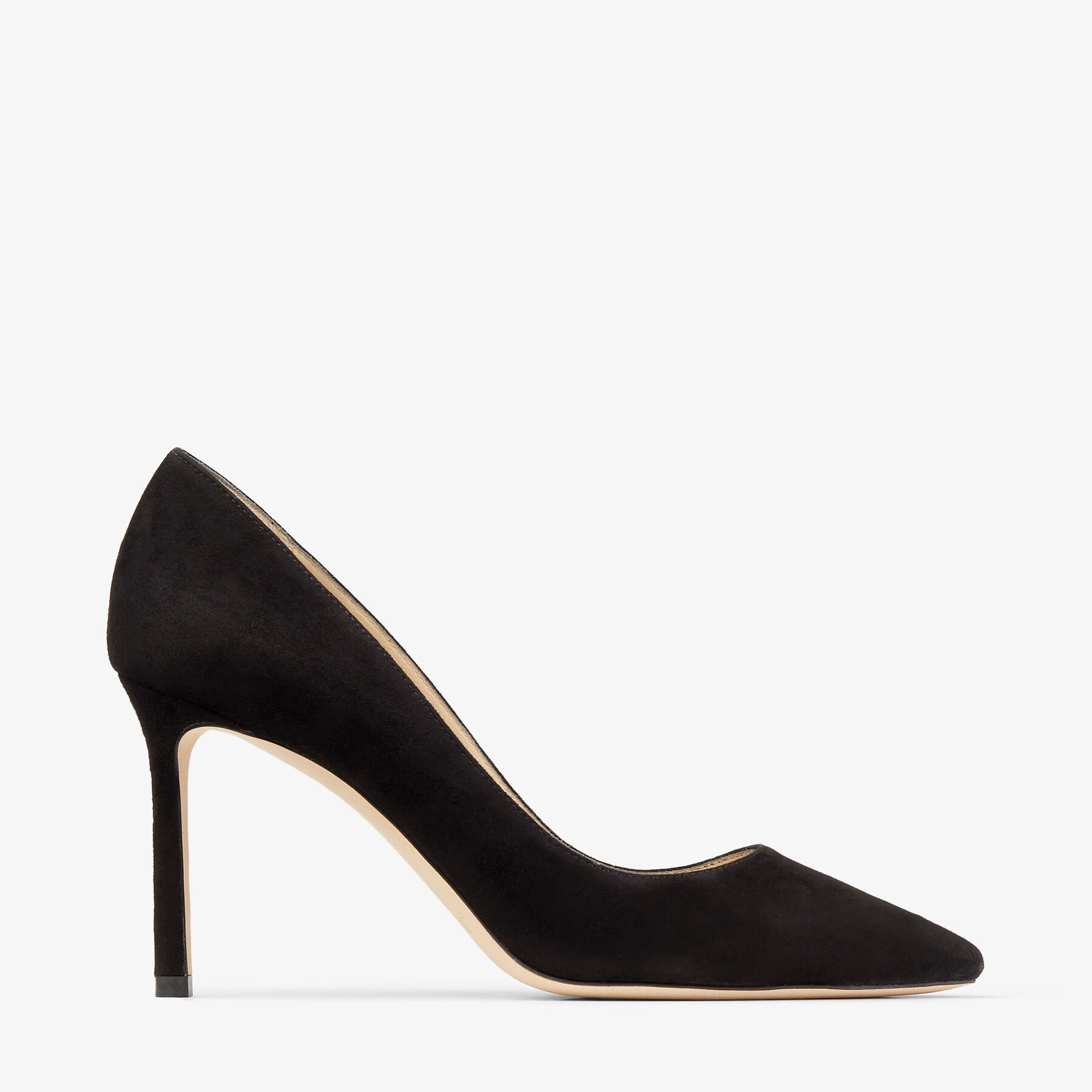 Jimmy Choo Romy Classic 85 Mm Black Suede Pointed Toe Pump Heels  ROMY85SUE