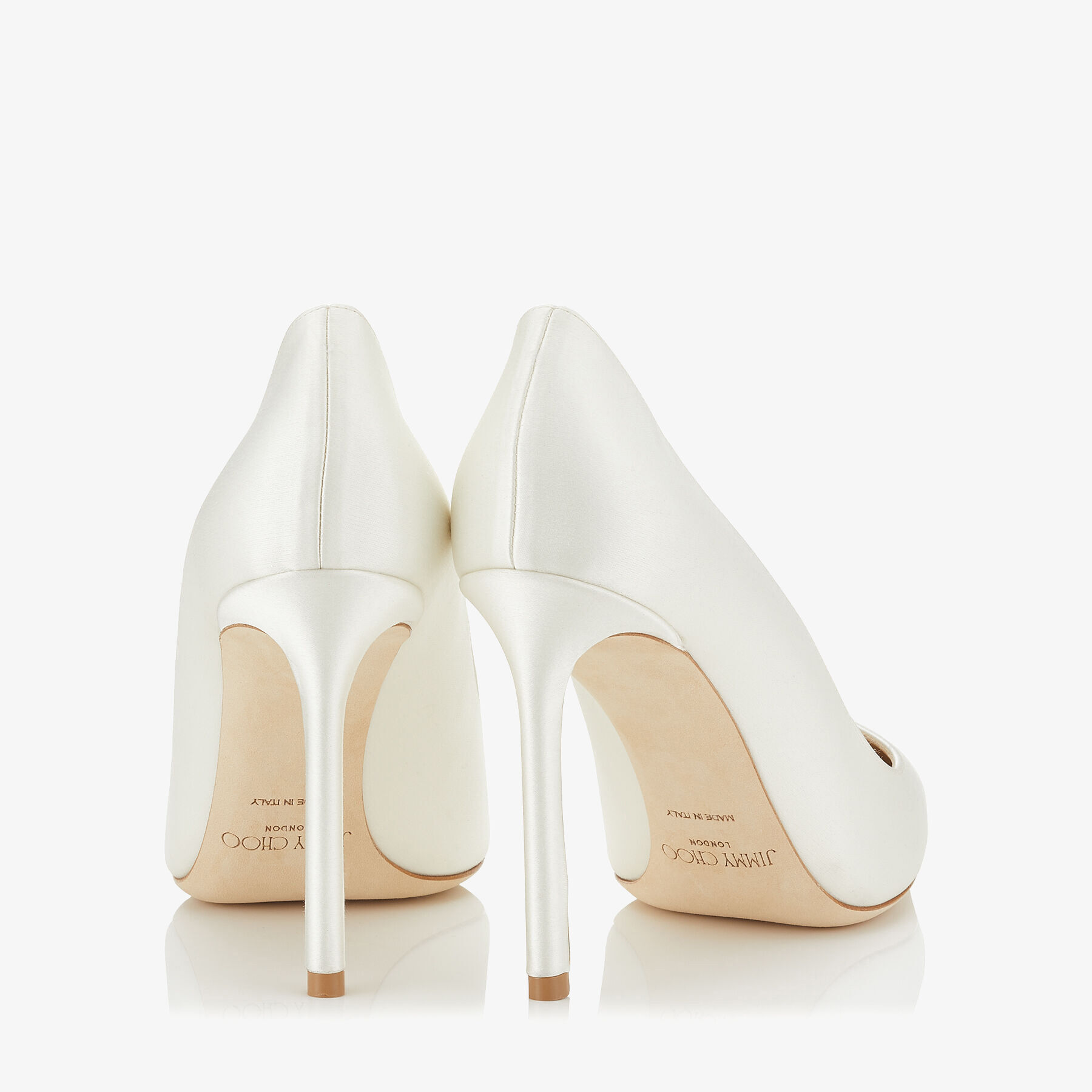 Jimmy Choo Romy Classic 100 Mm White Satin Pointed Toe Pump Heels ROMY100SAT